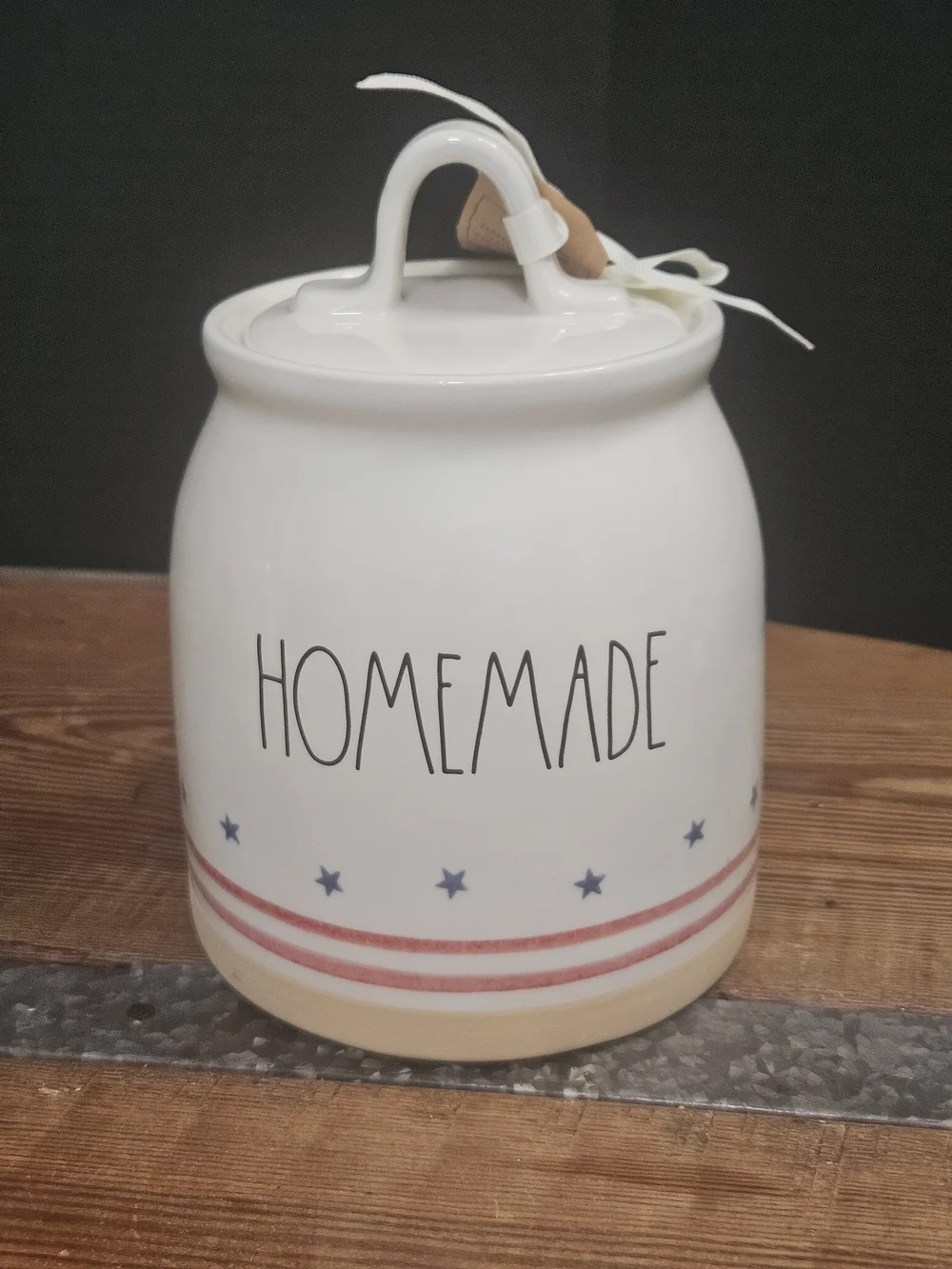 Rae Dunn Ceramic 'HOMEMADE' Canister with Stars and Stripes